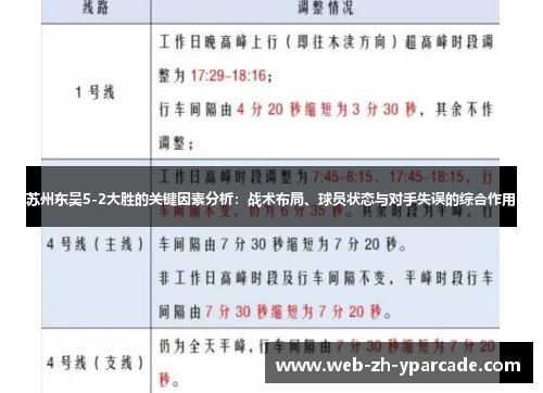 苏州东吴5-2大胜的关键因素分析：战术布局、球员状态与对手失误的综合作用